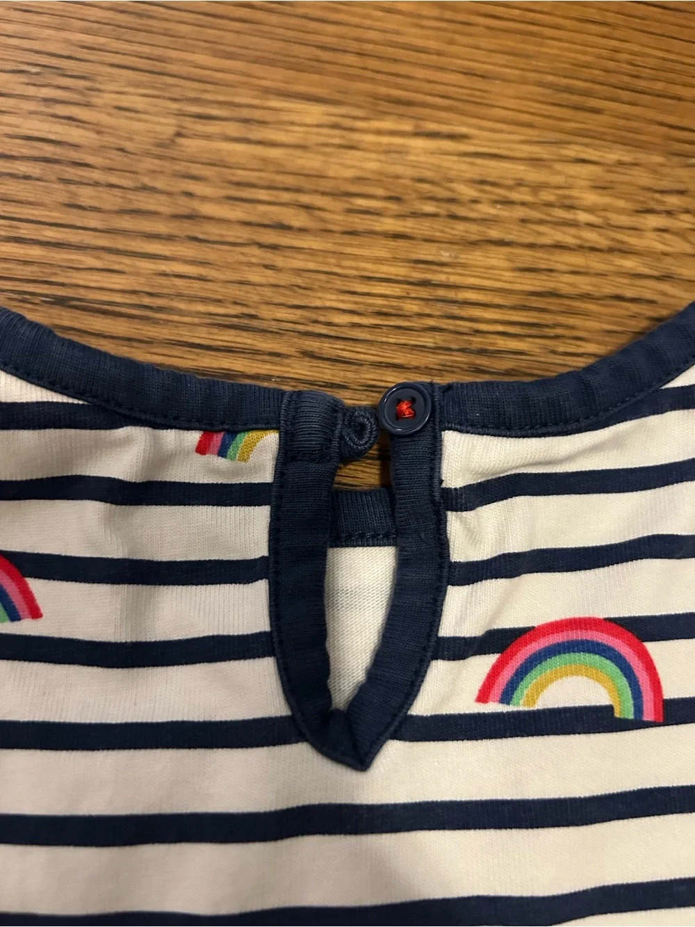 Mini Boden Rainbow and Stripes hopscotch dress with gathered skirt